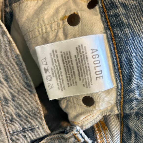 AGOLDE Criss Cross Straight Jeans in Women's Size 24 Button Fly Raw Hem Lt Wash - Picture 7 of 9